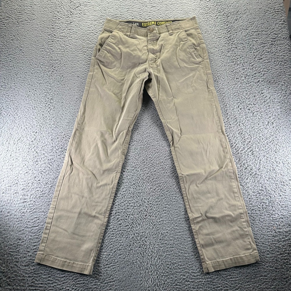 Lee Extreme Comfort Pant Mens 30x30 Beige Cotton Khakis Straight Leg Stretch